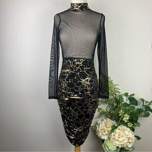 CLEO APPAREL dress | bodycon gold | club | M